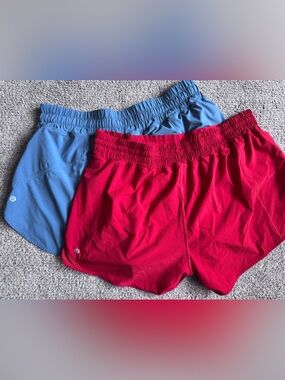 lululemon athletica Red and Light Blue Athletic Shorts